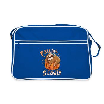 Falling Slowly Faultier Herbst Wortspiel Spruch  - Retro Tasche - Blau/Weiß - Vorne
