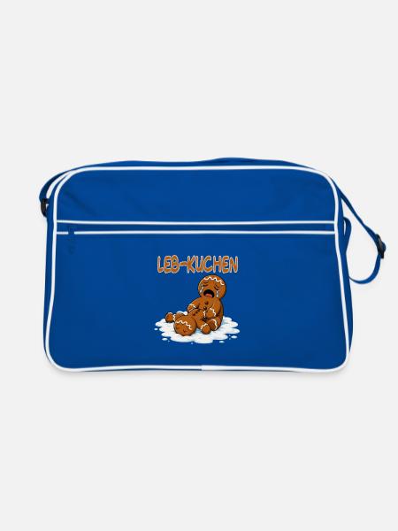 LEB-KUCHEN Trauriger Lebkuchen Winterweihnachten - Retro Tasche - Blau/Weiß