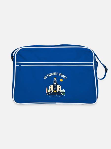 Bowmore Round Church - Retro Tasche - Blau/Weiß