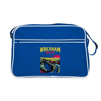 City Vintage Travel Poster Wrexham Wales Novelty - Retro Tasche - Blau/Weiß - Vorne