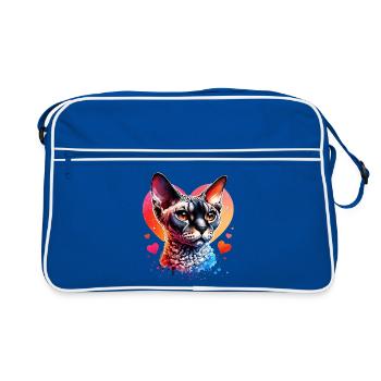 Devon Rex - Retro Tasche - Blau/Weiß - Vorne