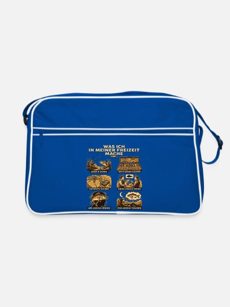Was ich in meiner Freizeit mache: Angeln - Retro Tasche - Blau/Weiß