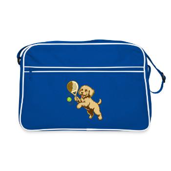 Tennishund: Energie und Spaß - Retro Tasche - Blau/Weiß - Vorne