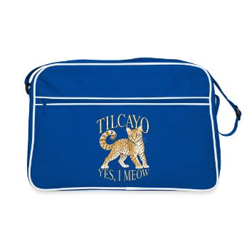 Tilcayo Leoparden Yes I Meow - Retro Tasche - Blau/Weiß - Vorne