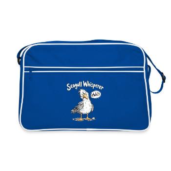 Seagull Whisperer I Lustige Möwe Maritim Spruch - Retro Tasche - Blau/Weiß - Vorne
