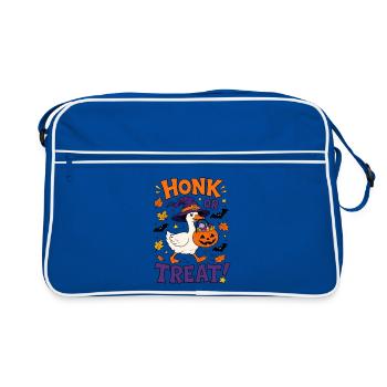 Dummer gruseliger Gänshexe Halloween-Kürbis - Retro Tasche - Blau/Weiß - Vorne