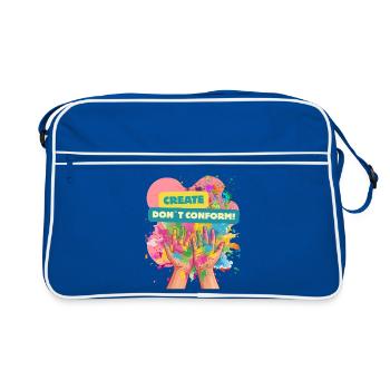 Kreativität statt Konformität - Retro Tasche - Blau/Weiß - Vorne