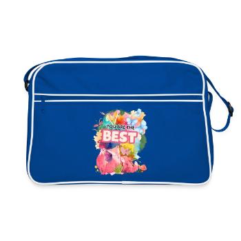 Beste Foxes im Farbenmeer - Retro Tasche - Blau/Weiß - Vorne