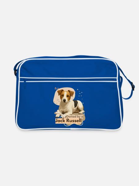 Jack Russell Treue Hundemotiv - Retro Tasche - Blau/Weiß