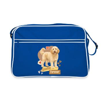 Doodle Hund Forever Herzchen - Retro Tasche - Blau/Weiß - Vorne