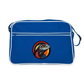 Leguan Kopf Retro Sonnenuntergang - Retro Tasche - Blau/Weiß - Vorne