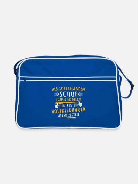 Holzbildhauer - Retro Tasche - Blau/Weiß