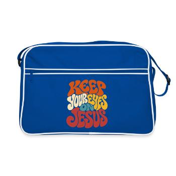 Christlicher Spruch Jesus Glaube - Retro Tasche - Blau/Weiß - Vorne