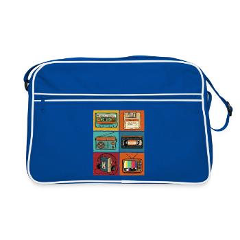 90er Jahre, 80er Jahre Party, Kassette, Nostalgie - Retro Tasche - Blau/Weiß - Vorne