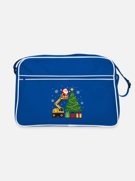Weihnachtsaufzug schmückt Weihnachtsbaum - Retro Tasche - Blau/Weiß