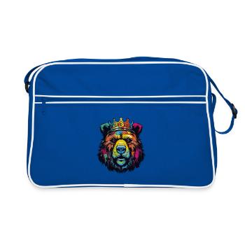 Königsbär Pop Art Portrait - Retro Tasche - Blau/Weiß - Vorne