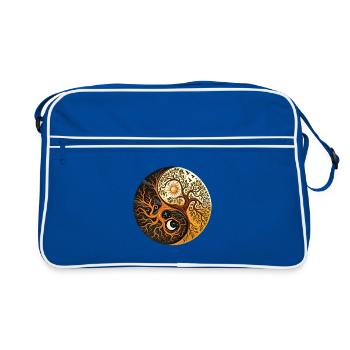 Baum des Lebens Yin Yang – Yoga Balance Meditation - Retro Tasche - Blau/Weiß - Vorne