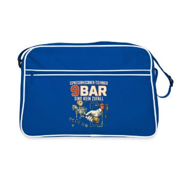 9BAR Espresso Technik Motiv - Retro Tasche - Blau/Weiß - Vorne