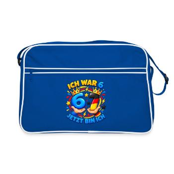 Ich War 6 Jetzt Bin Ich 7 – Six Seven 7 Geburtstag - Retro Tasche - Blau/Weiß - Vorne