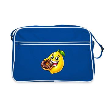 Süße Cartoon Zitrone Keks Dessert - Retro Tasche - Blau/Weiß - Vorne