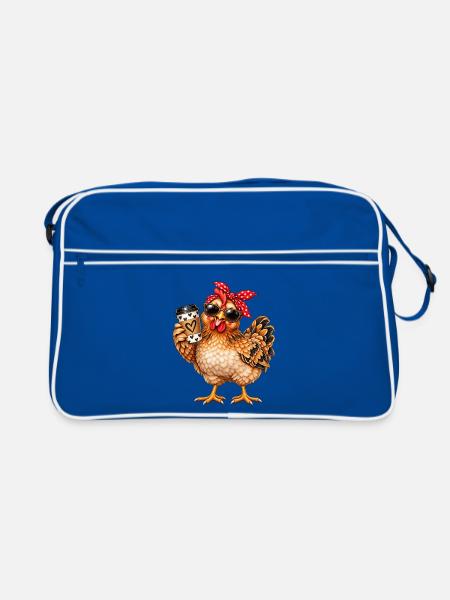 Coffee Chick mit Bandana und Sonnenbrillen - Retro Tasche - Blau/Weiß