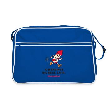 Ich sprinte ins neue Jahr Silvesterlauf 2027 - Retro Tasche - Blau/Weiß - Vorne
