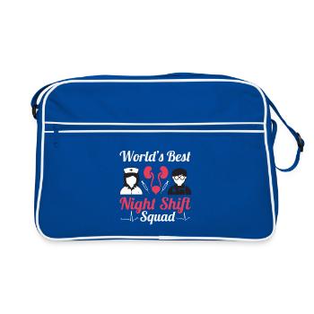 Nachtschicht Krankenpflege Anerkennung Urologie - Retro Tasche - Blau/Weiß - Vorne