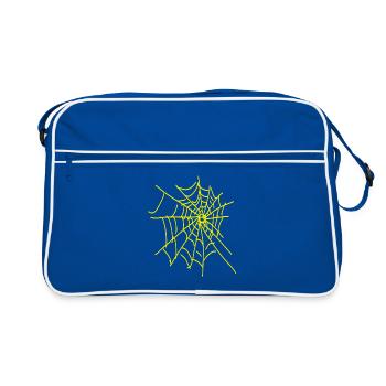 gelbes spinnennetz  - Retro Tasche - Blau/Weiß - Vorne