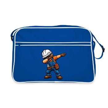 Dabbing Maurer – Lustiges Handwerker Motiv - Retro Tasche - Blau/Weiß - Vorne