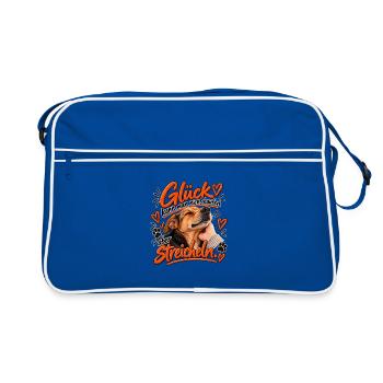 Glück durch Streicheln – Hundeliebe - Retro Tasche - Blau/Weiß - Vorne