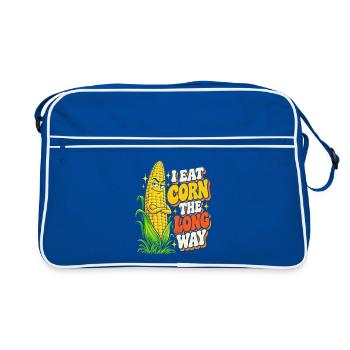 Mais Langweg Spruch Cartoon - Retro Tasche - Blau/Weiß - Vorne