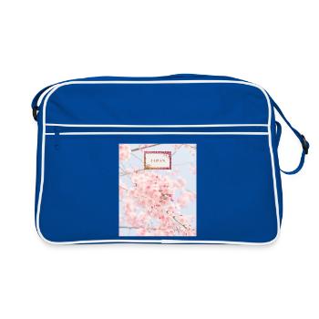 Japanische Sakura - Retro Tasche - Blau/Weiß - Vorne