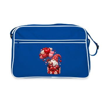 Wichtel Valentinstag Liebe Zwerg Geschenk Herzen - Retro Tasche - Blau/Weiß - Vorne