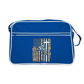 Patriotische Dirtbike-Tarnflagge - Retro Tasche - Blau/Weiß - Vorne