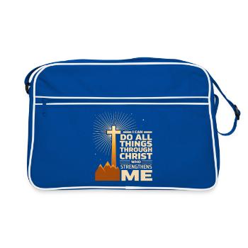 Ich kann alles durch Christus tun - Retro Tasche - Blau/Weiß - Vorne