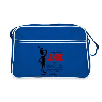 Kennen gelernt Mir eine Lehre Sprüche Floskel - Retro Tasche - Blau/Weiß - Vorne