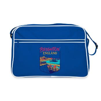 City Vintage Brighton England Coastal Skyline - Retro Tasche - Blau/Weiß - Vorne