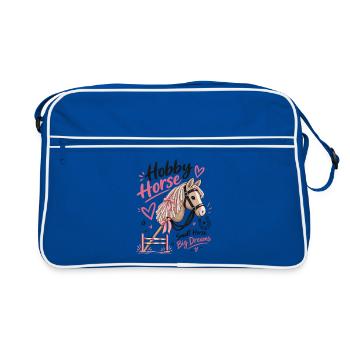 Lustiger Hobbypferdeliebhaber – Kleine Pferde-Große Träume - Retro Tasche - Blau/Weiß - Vorne