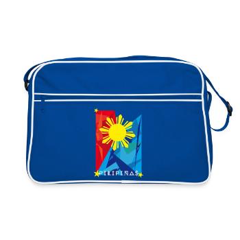 Philippinen Sonnenflagge Filipino Pride - Retro Tasche - Blau/Weiß - Vorne