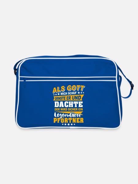 Pförtner Sprüche - Retro Tasche - Blau/Weiß