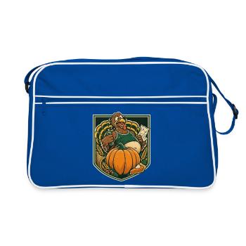 Thanksgiving Truthahn übersatt beim Lauf - Retro Tasche - Blau/Weiß - Vorne