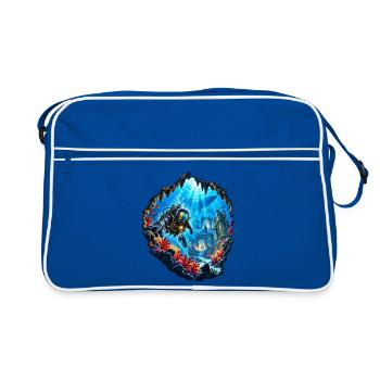 Taucher Unterwasserruinen Expedition Tauchen - Retro Tasche - Blau/Weiß - Vorne
