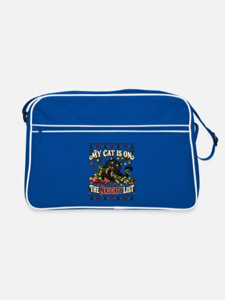 My Cat Is On The Naughty List - Retro Tasche - Blau/Weiß