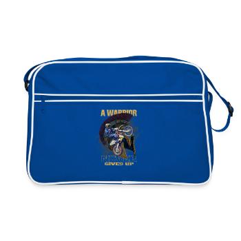  Backprint: Motorrad supermoto Dirtbike Pitbike - Retro Tasche - Blau/Weiß - Vorne