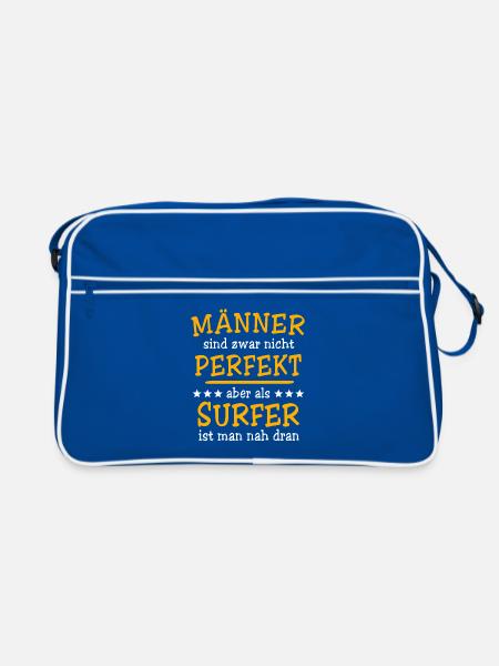 Surfer Surfen - Retro Tasche - Blau/Weiß