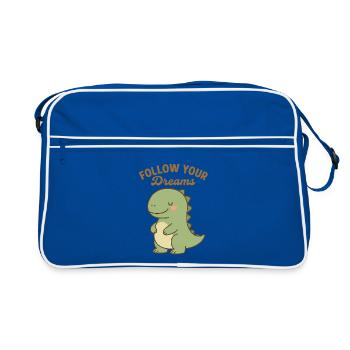 Suivez vos rêves - Cute Dino Design - Sac Retro - bleu/blanc - Devant