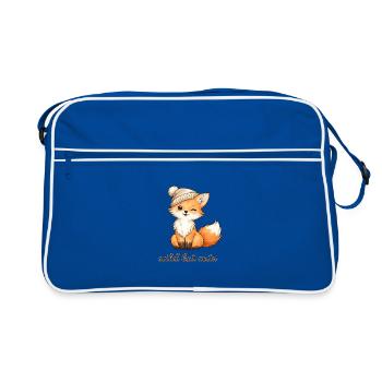 Cuddly fox with hat - Retro Bag - blue/white - Front