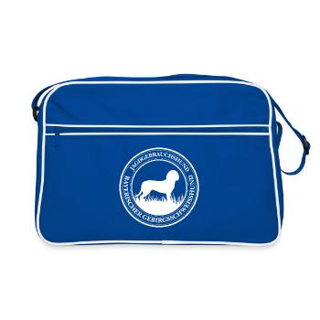 Bayerischer Gebirgsschweisshund Jagdgebrauchshund - Retro Tasche - Blau/Weiß - Vorne