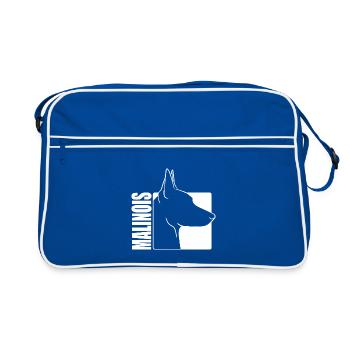 Malinois Profil Hunde Hund Wilsigns - Retro Tasche - Blau/Weiß - Vorne