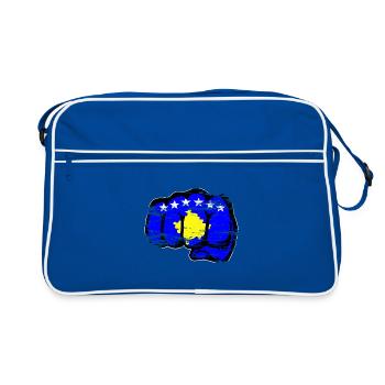 Poing de la main du drapeau du Kosovo utilisé - Sac Retro - bleu/blanc - Devant